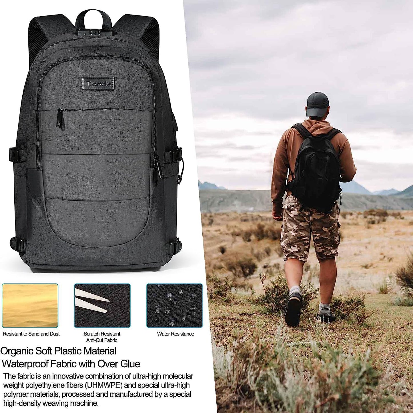 Travel Laptop Backpack Water Resistant Anti-Theft Bag with USB Charging Port and Lock 15.6 Inch Computer Business Backpacks for Women Men Work College Gift,Casual Daypack