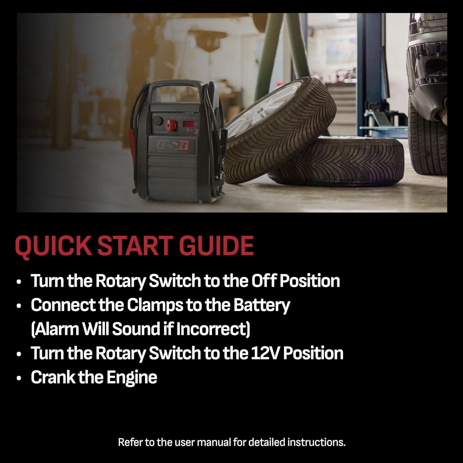 DSR Proseries Car Battery Jump Starter - 2200 Peak Amp 12V Car Starter, Jump Box & Portable Power Station - Digital Display, Heavy-Duty Clamps - DSR165