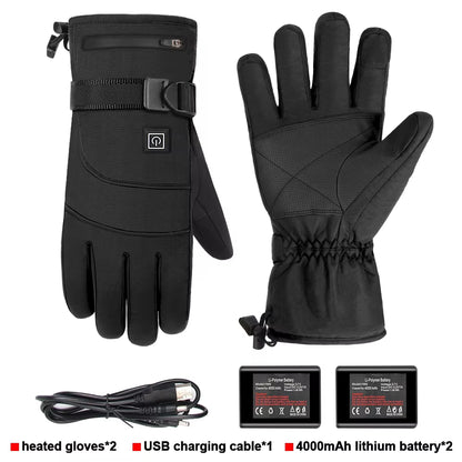 Motorcycle Heated Gloves Winter Warm Heated Gloves Skiing Snowboarding Waterproof Touch Screen Motorcyclist Heated Gloves