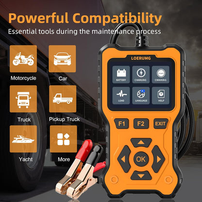 Car Battery Tester 12V 24V Load Tester,100-2000Cca Automotive Alternator Tester Battery Analyzer Digital Charg System Tester Scan Tool Crank System Tester for Truck Marine Motorcycle SUV Boat.