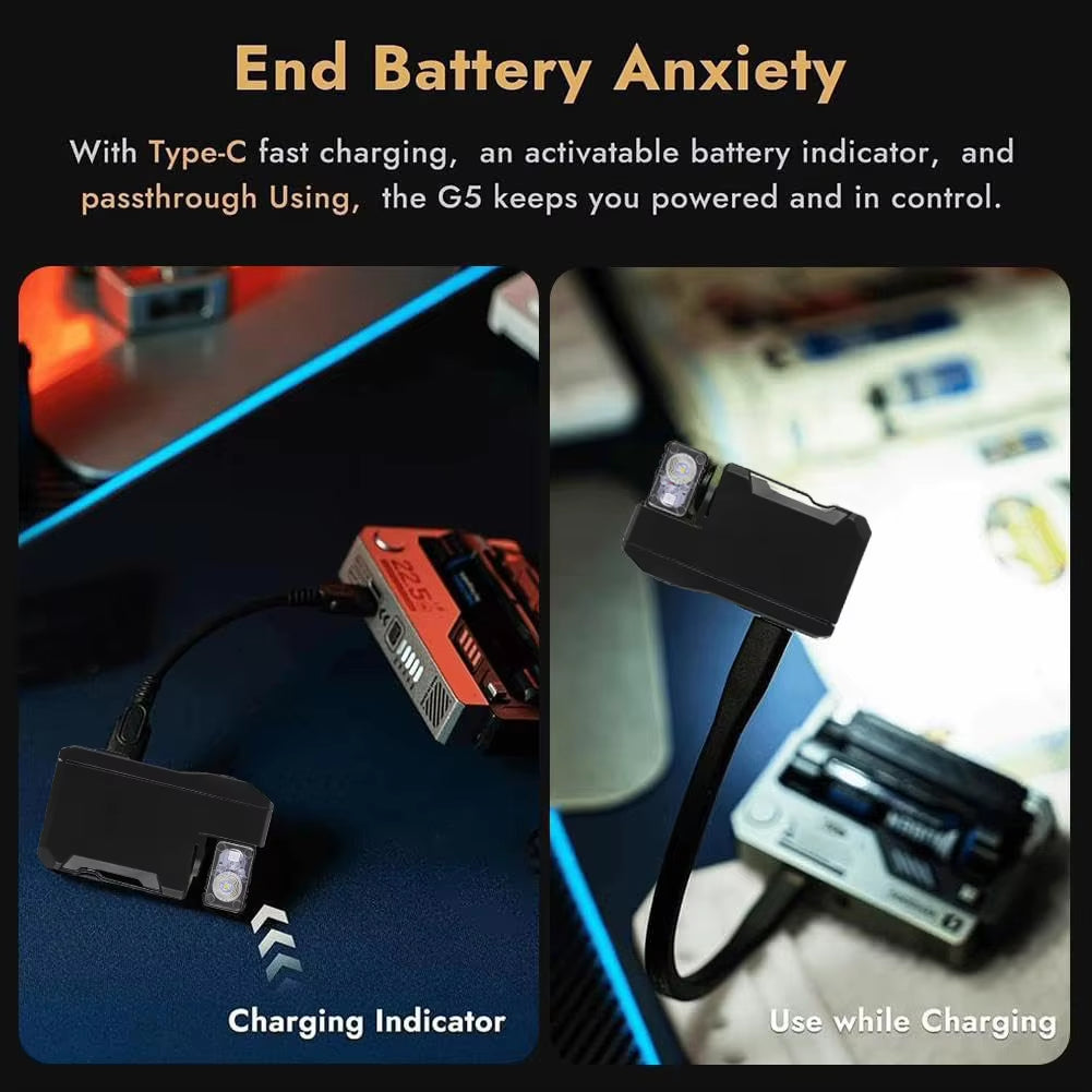 G5 Mini EDC Flashlight 400Lumens Rechargeable Portable Pocket Flashlight Torch 180° Rotating Head for Outdoor Hiking Emergency