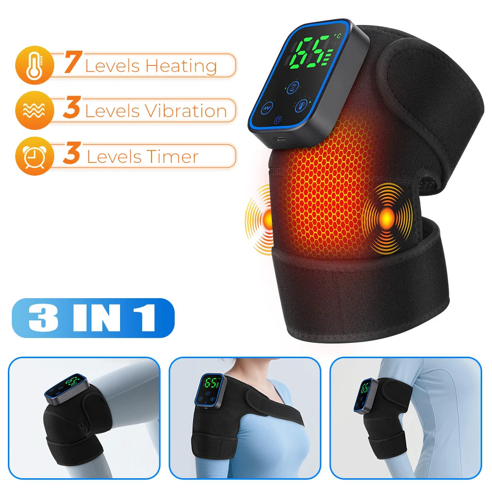 Detachable Wireless APP Control Electric Heating Vibration Shoulder Knee Massager Brace 3 Levels Timer Shoulder Massage Belt Bra