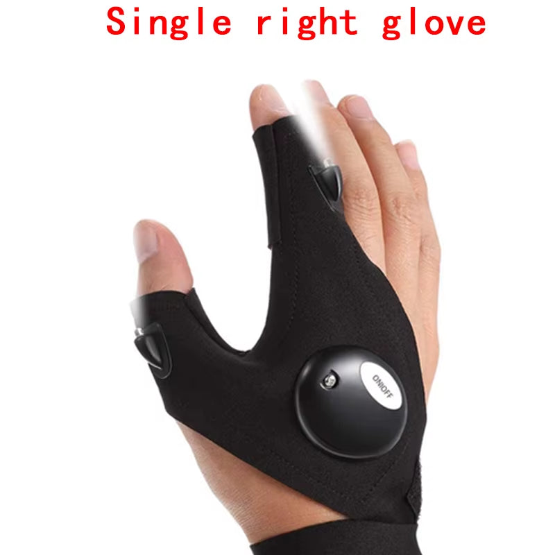 Motorcycle Cycling Gloves Fishing Gloves with LED Flashlight Night Light Waterproof Outdoor Repairing Glove Moto Accessories