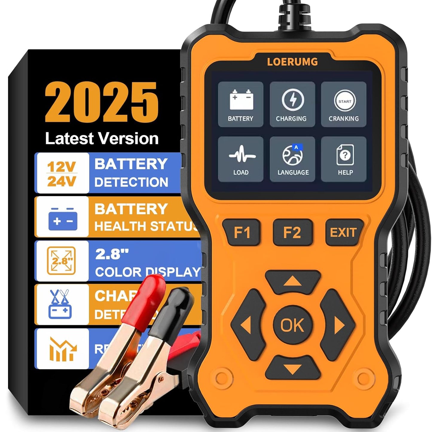 Car Battery Tester 12V 24V Load Tester,100-2000Cca Automotive Alternator Tester Battery Analyzer Digital Charg System Tester Scan Tool Crank System Tester for Truck Marine Motorcycle SUV Boat.