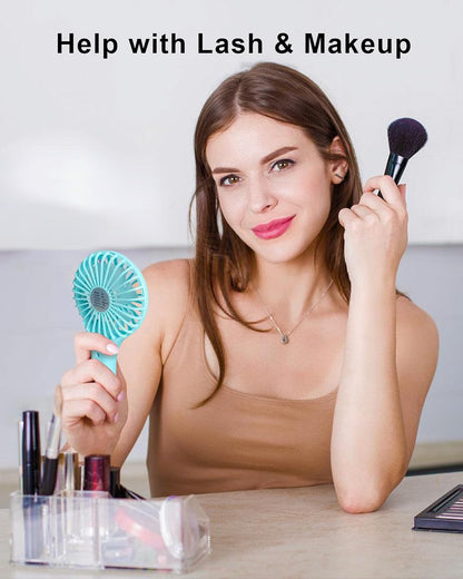 Mini Handheld Fan Battery Operated Small Personal Portable Fans Speed Adjustable USB Rechargeable Fans Cute Design Powerful Eyelash Fan for Stylish Kids Girls Women Men Indoor Outdoor Travel
