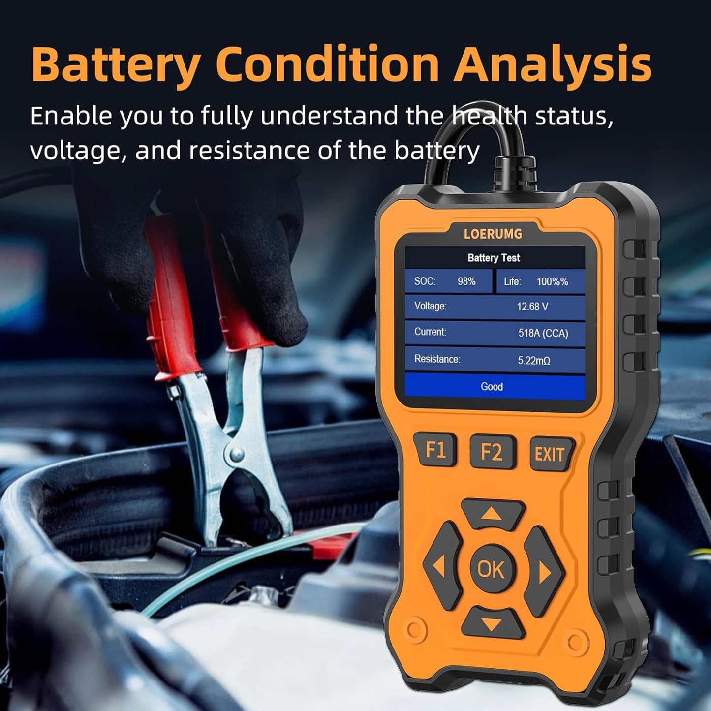 Car Battery Tester 12V 24V Load Tester,100-2000Cca Automotive Alternator Tester Battery Analyzer Digital Charg System Tester Scan Tool Crank System Tester for Truck Marine Motorcycle SUV Boat.