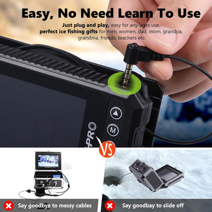 [® 2026 Upgrade] 4.5'' True HD 1080P Underwater Fishing Camera (Plug & Play) - Ice Fishing Camera Underwater W/ 5,000Mah, USB-C, IR+LED, Fish Finder for Ice/Lake/Kayak, 20M/66Ft