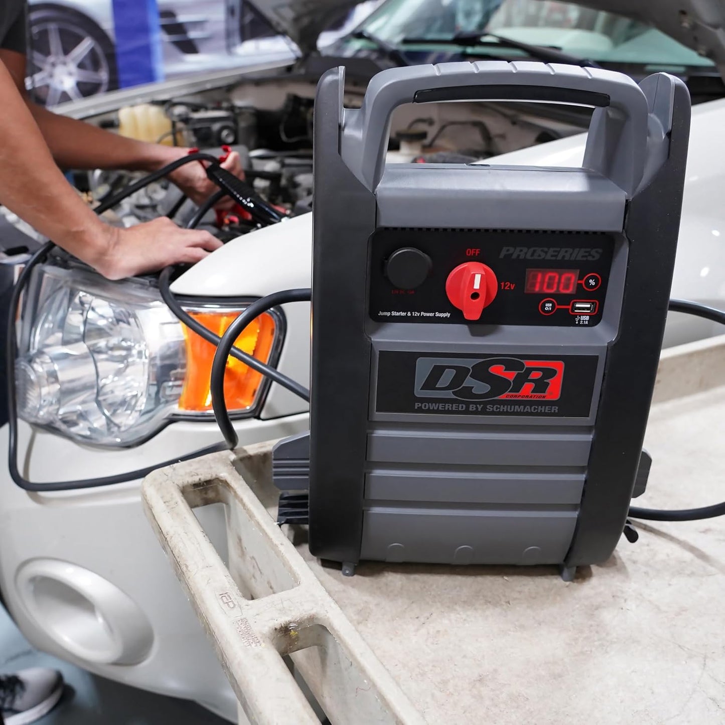 DSR Proseries Car Battery Jump Starter - 2200 Peak Amp 12V Car Starter, Jump Box & Portable Power Station - Digital Display, Heavy-Duty Clamps - DSR165