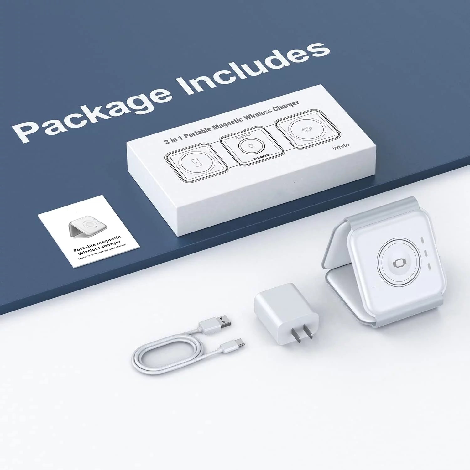 3-In-1 Wireless Charging Station, Magnetic Foldable Design Charging Station Compatible with Multiple Devices Including Iphone 16/15/14/13 Series, Airpods 4/3/Pro, and Iwatch