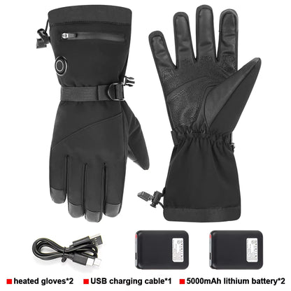Motorcycle Heated Gloves Winter Warm Heated Gloves Skiing Snowboarding Waterproof Touch Screen Motorcyclist Heated Gloves