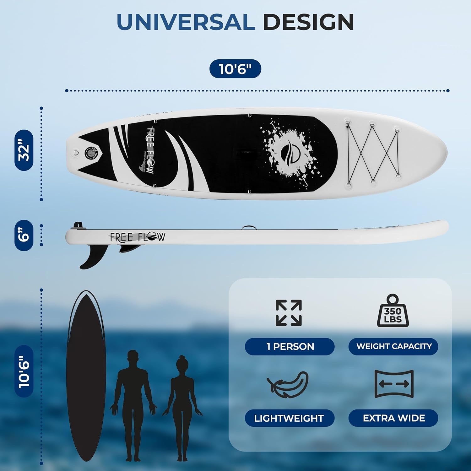Stand up Inflatable Paddle Board with Premium SUP Accessories – Wide Stable Design with Non-Slip EVA Deck Pad for Adults and Youth of All Skill Levels